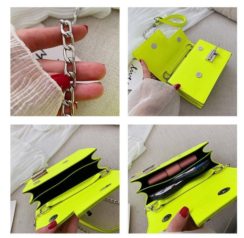 Bolsa Couro Neon Pequena Tiracolo