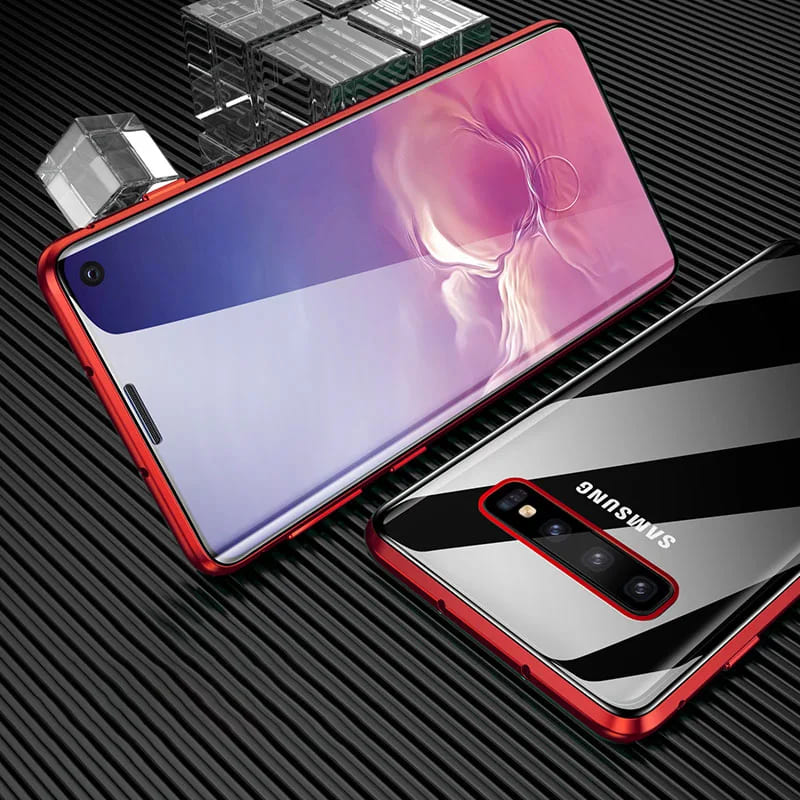 Case MagSafe Samsung de Vidro Temperado e Alumínio Dupla Proteção