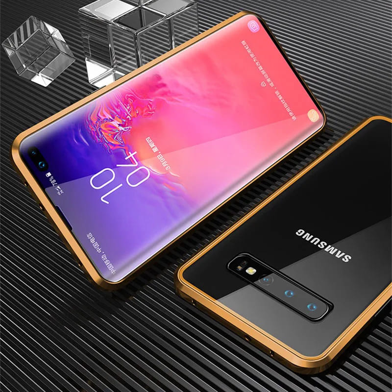 Case MagSafe Samsung de Vidro Temperado e Alumínio Dupla Proteção