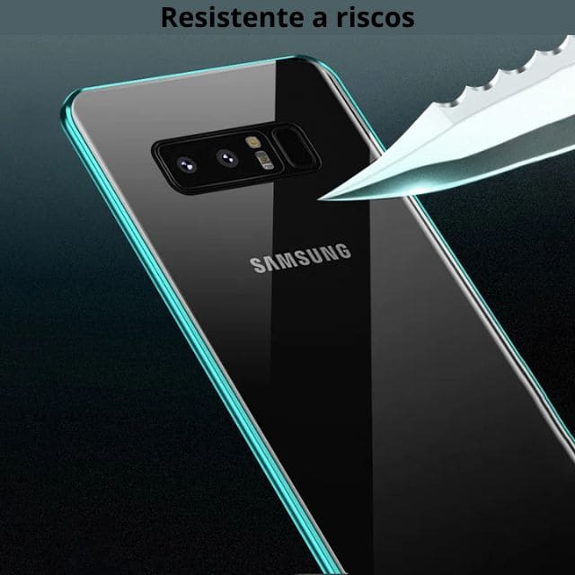 Case MagSafe Samsung de Vidro Temperado e Alumínio Dupla Proteção